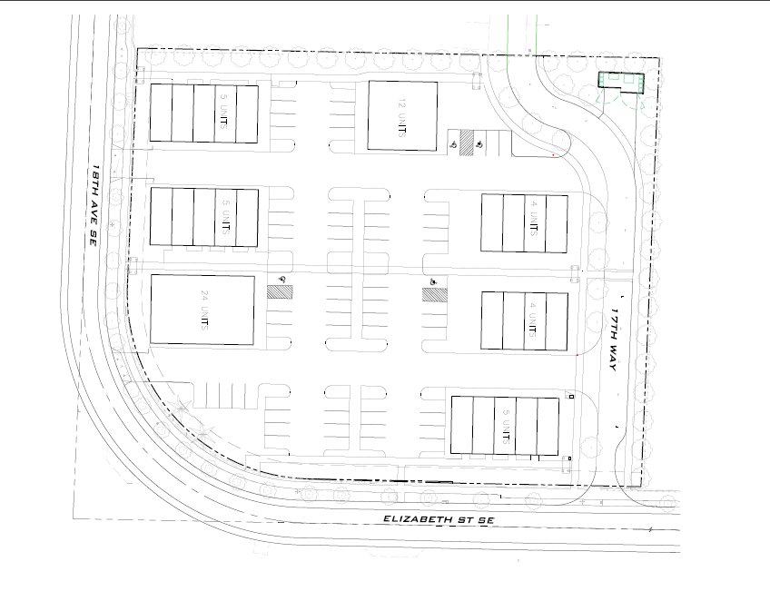 Elizabeth Street multifamily projects' site plan.